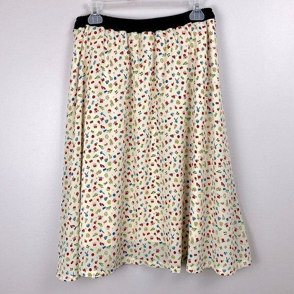 FINT Cherry Flowy A line Skirt front pockets size medium - Picture 2 of 9